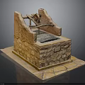 Traditional Stone Oven Structure With Wooden Component Grill Opening And Stone Base