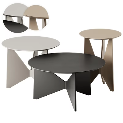 Modern Round Coffee Tables With Geometric Legs In Black Gray And Beige Colors 3d model