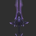 Fantasy Character Wielding Purple Ornate Sword With Mythical Creature Motifs