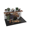 Organized Kitchen Tools Display with Wooden Shelf Jars Bowls Herbs and Cutting Boards