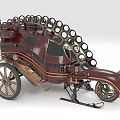 Steampunk Inspired Vintage Vehicle Design With Circular Metal Accents Large Wheels And Copper Details