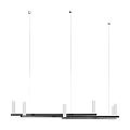 Modern Linear Pendant Light Design With Black Frame And White Cylindrical Shades
