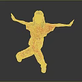 Young Woman Practicing Martial Arts In Red Uniform With Yellow Patterns
