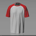 Red And White Raglan Short Sleeve T-shirt With Classic Casual Style