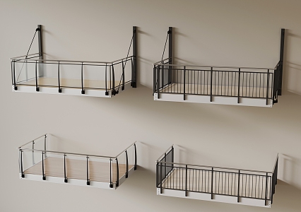 wrought iron railing glass railing 3d model