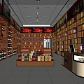 Tobacco And Wine Store Interior With Shelves Displaying Products And Service Counter