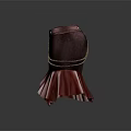 Dark Colored Velvet Skirt With Pink Ruffle Hem Chain Detail And Metal Buckle