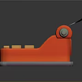 Orange Retro Typewriter Design With Paper Roll And Wooden Keys