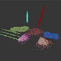 Decorative Scene Elements With Silver Sequins Purple Sticks White Strips And Scattered Particles