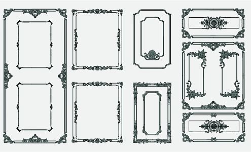 European-style carved classical carved line plaster line wall panel 3d model