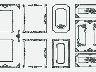 European-style carved classical carved line plaster line wall panel 3d model