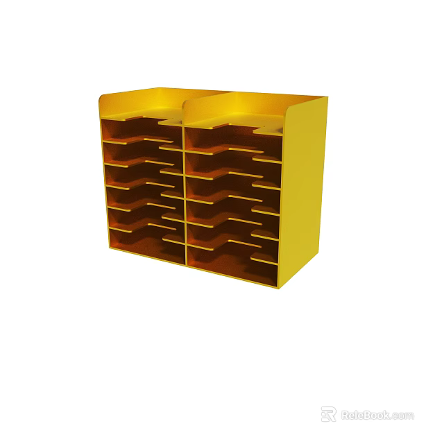 Practical Yellow Storage Organizer With Multiple Compartments For Office Supplies 3d model 