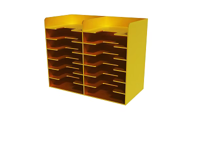 Practical Yellow Storage Organizer With Multiple Compartments For Office Supplies 3d model