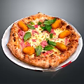Delicious Wood Fired Pizza Topped With Ham Cheese Basil And Arancini