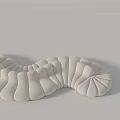 Modern Irregular Sofa With Curved Wave Design And Tufted Fabric Details 3d model