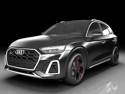 Black Audi SUV With Sporty Front Grille Red Brake Calipers And Alloy Wheels 3d model