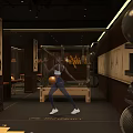 Bellolife Fitness Club Lounge With Wooden Walls Chandelier Seating And Floor Lines