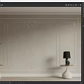 European background wall carved lines bed background wall corner 3d model
