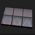 Abstract Geometric Commercial Display Equipment With Colorful Gradient Lines And Shapes