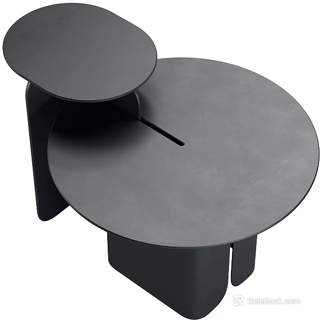 Black Modern Coffee Table With Layered Circular Tops And Unique Structure 3d model