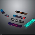 Assorted Skateboards As Sports Equipment With Colorful Graphics And Unique Designs