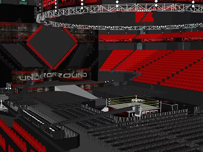 UFC Stadium Setup With Octagon Ring Red Seats Stage And Lighting 3d model