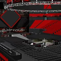 UFC Stadium Setup With Octagon Ring Red Seats Stage And Lighting 3d model