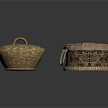 Traditional Handwoven Household Items With Covered Basket And Decorative Container