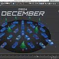 Colorful 2024 December Cars Display With Christmas Trees And Gifts