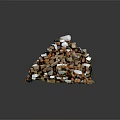 Raw Wood and Stone Pile for Construction and Decoration Projects 3d model
