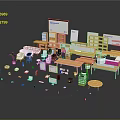Modern Office Workspace With Various Table And Chair Sets Bookshelves And Whiteboards