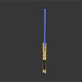 Blue Lightsaber Weapon with Silver and Black Hilt on Gray Gradient Background 3d model