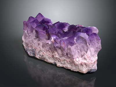 Natural Purple Amethyst Cluster With Sharp Crystals And White Base Formation 3d model