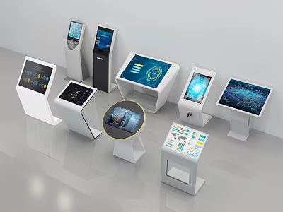 Public Facility Interactive Information Kiosks With Multiple Touch Screen Displays And Modern Designs 3d model