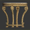 Elegant Round Side Table With White Marble Top And Golden Carved Base