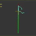 Ancient Decorative Sword With Spiral Blade And Red Ribbon On Gray Background