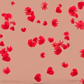 Decorative Ornament Set with Scattered Red Petals on Light Brown Background 3d model