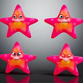 Decorative Pink Starfish Ornament Set with Various Smiling Facial Expressions for Home Decor