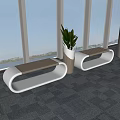 Modern public chair bench combination 3d model