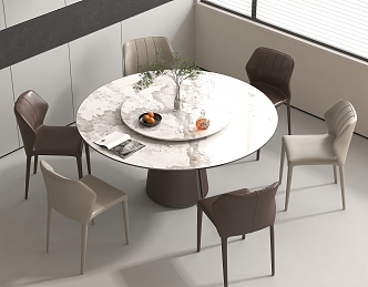 Dining Table and Chair Combination Dining Chair Dining Table Round Dining Table 3d model