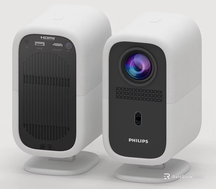 Philips White Projector Home Use Devices With HDMI Interface And Modern Design 3d model 