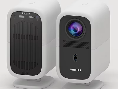 Philips White Projector Home Use Devices With HDMI Interface And Modern Design 3d model