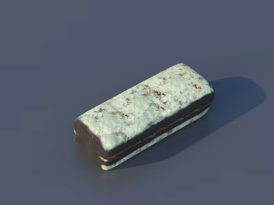 Delicious Rectangular Matcha Chocolate Bar With Green Surface And Brown Spots 3d model