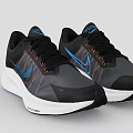 Black And Gray Running Shoes With Blue Orange Stripes And White Sole
