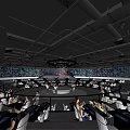 Spacious Modern Exhibition Hall Interior Design With Circular Layout Comfortable Seats And Digital Screens