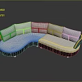 Modern Curved Sectional Sofa with White Cushions and Purple Base Stylish Comfortable Furniture Piece