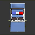 Blue Police Car Model With Red And Blue Emergency Lights Transparent Windshield And Brown Seats
