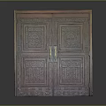 Classic Double Wooden Doors Furniture With Intricate Carved Patterns And Metal Handles