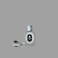 Elegant Perfume Bottle With Transparent Design Silver Cap And Small Container 3d model
