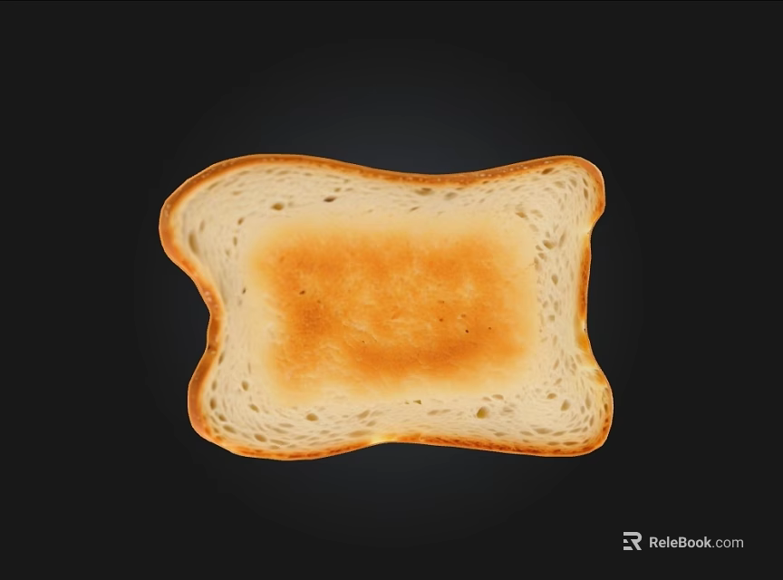 Golden Toasted Bread Slice With Crispy Surface And Soft Interior On Black Background 3d model 